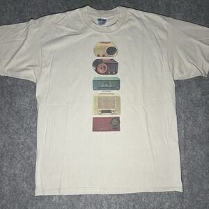 Vtg Men's Xl Radio Jean Lareau White Graphic T-shirt